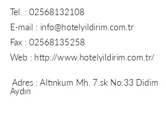 Yldrm Hotel iletiim bilgileri